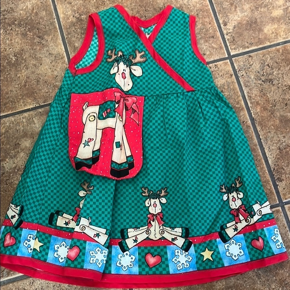 Vintage Handcrafted Daisy Kingdom Rudi Reindeer Jumper Dress